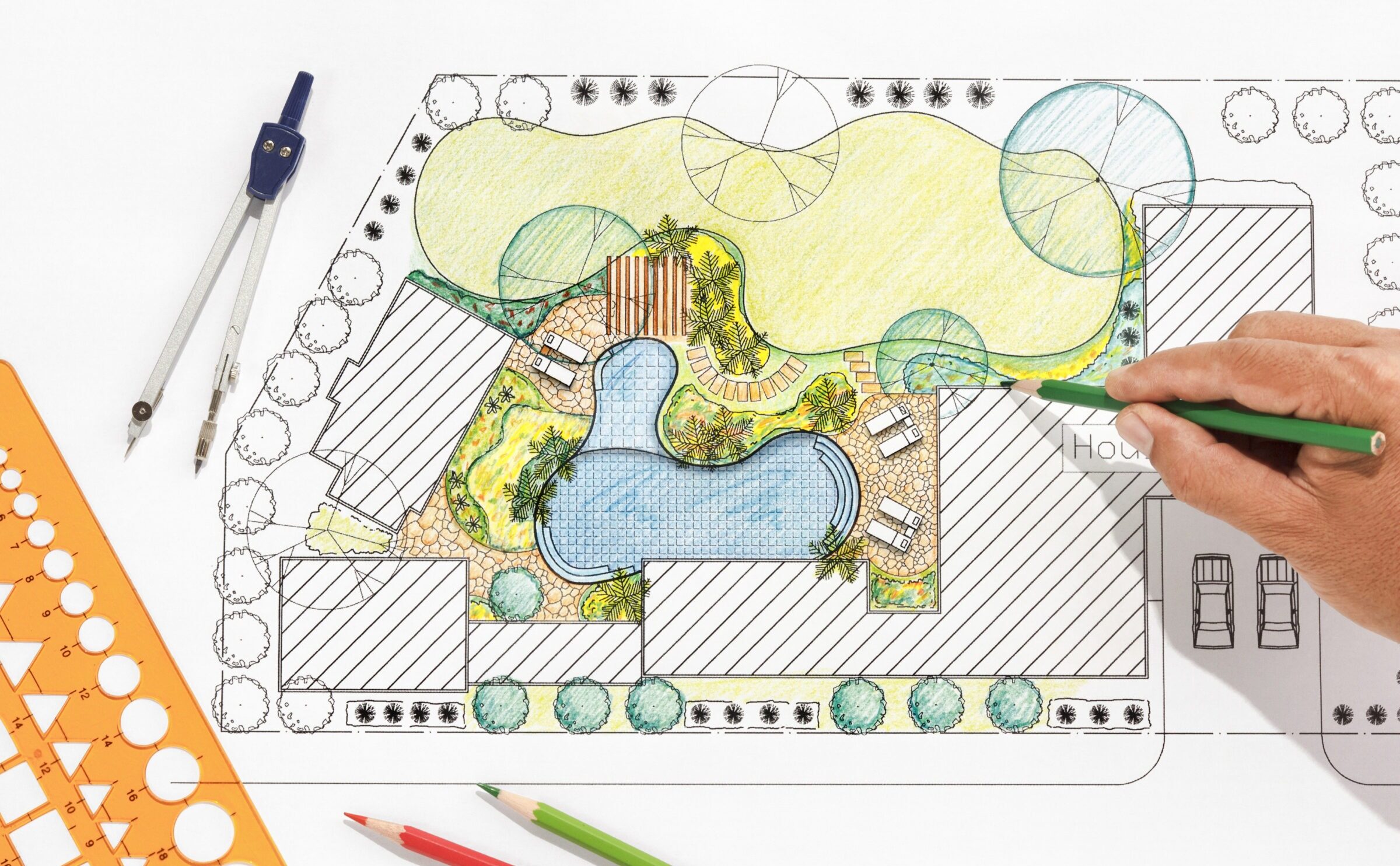 Landscape architect design backyard plan for villa